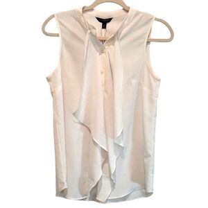 Banana Republic White Sleeveless Blouse XS Ruffle Front Top Workwear Office NWT‎